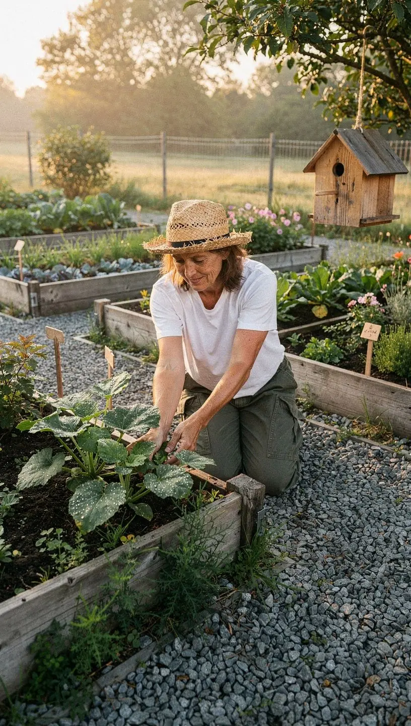 Zahradní náčiní ležící na trávníku vedle čerstvých bylinek.