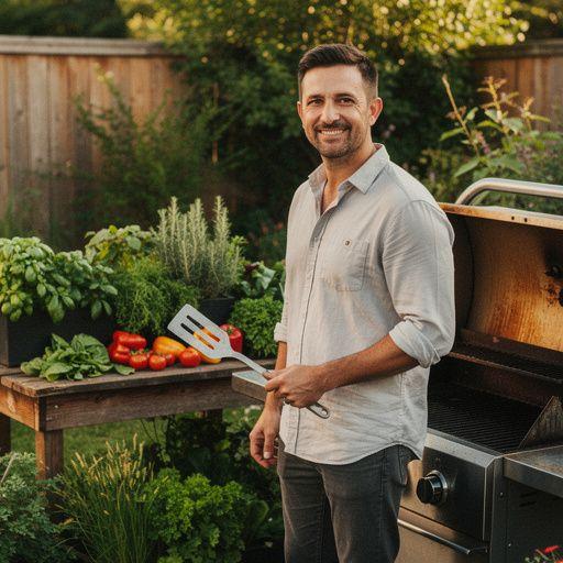 Barevná miska plná různých druhů zeleniny z vlastní zahrady.
